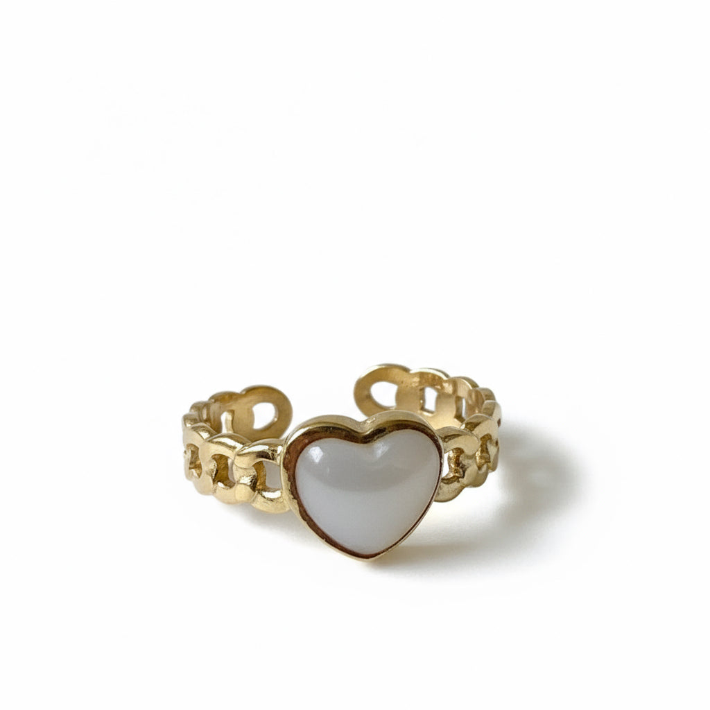 Bague - Coeur blanc